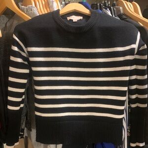 Philosophy Striped Crew Neck Sweater in Black and White